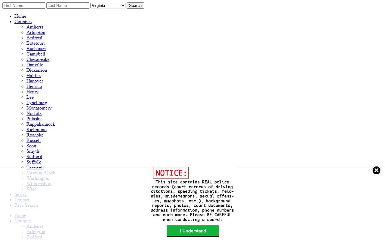 Virginia Arrests.org statewide recent arrests database search
